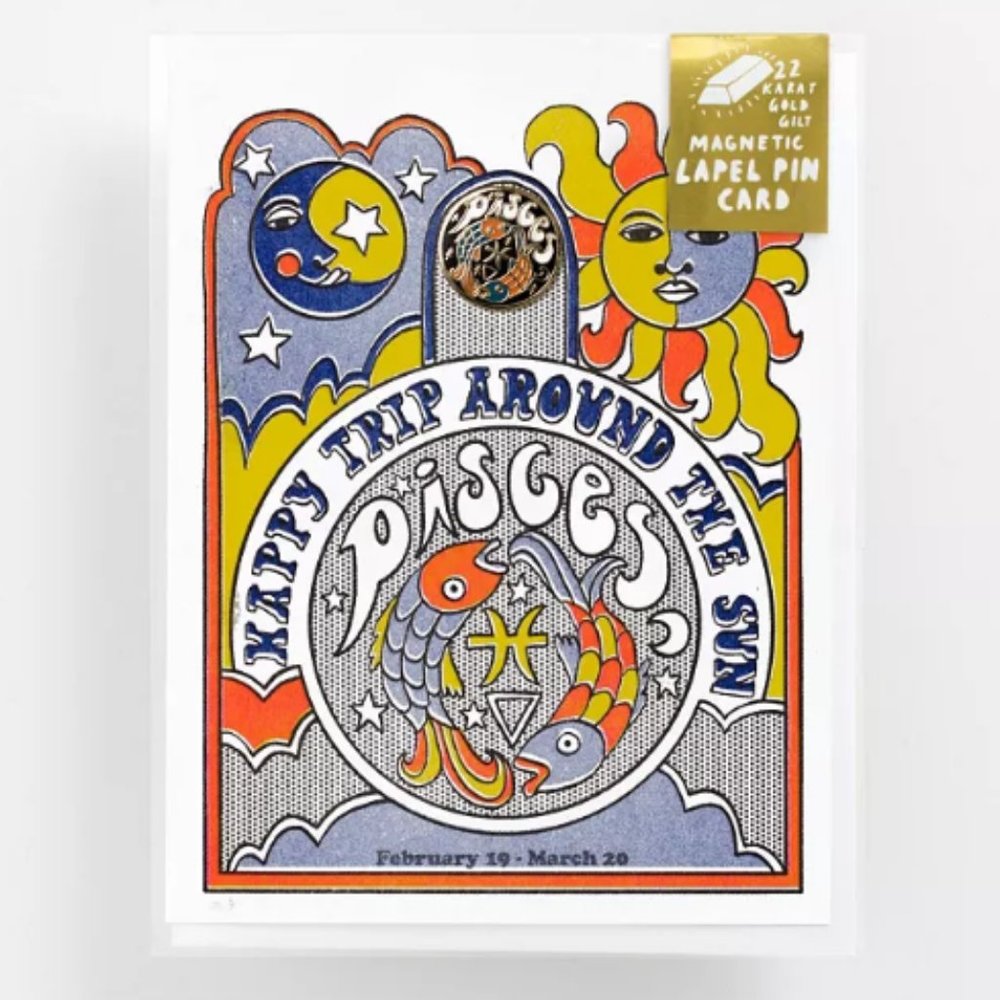 Yellow Owl Workshop Pisces Lapel Pin Card
